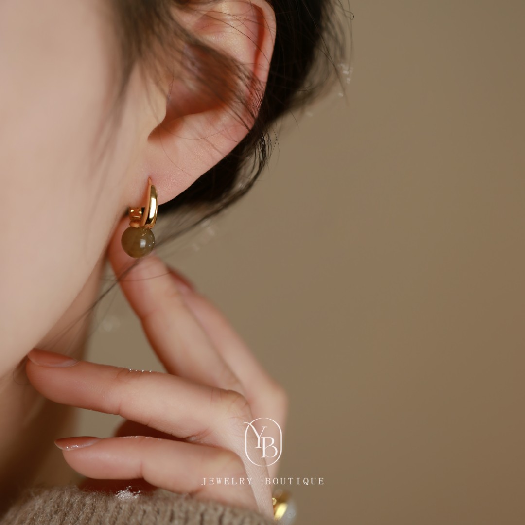 和田玉圈圈耳扣女纯银高级感小众设计简约百搭耳环气质优雅耳饰