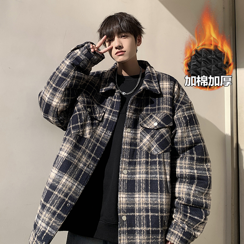 冬季外套男休闲男外套复古百搭加棉加厚保暖ins男韩版外加棉衣