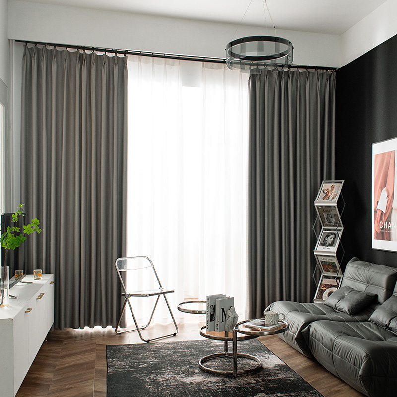 现代美式轻奢高精密遮光窗帘客厅卧室飘窗定型窗帘定制新款