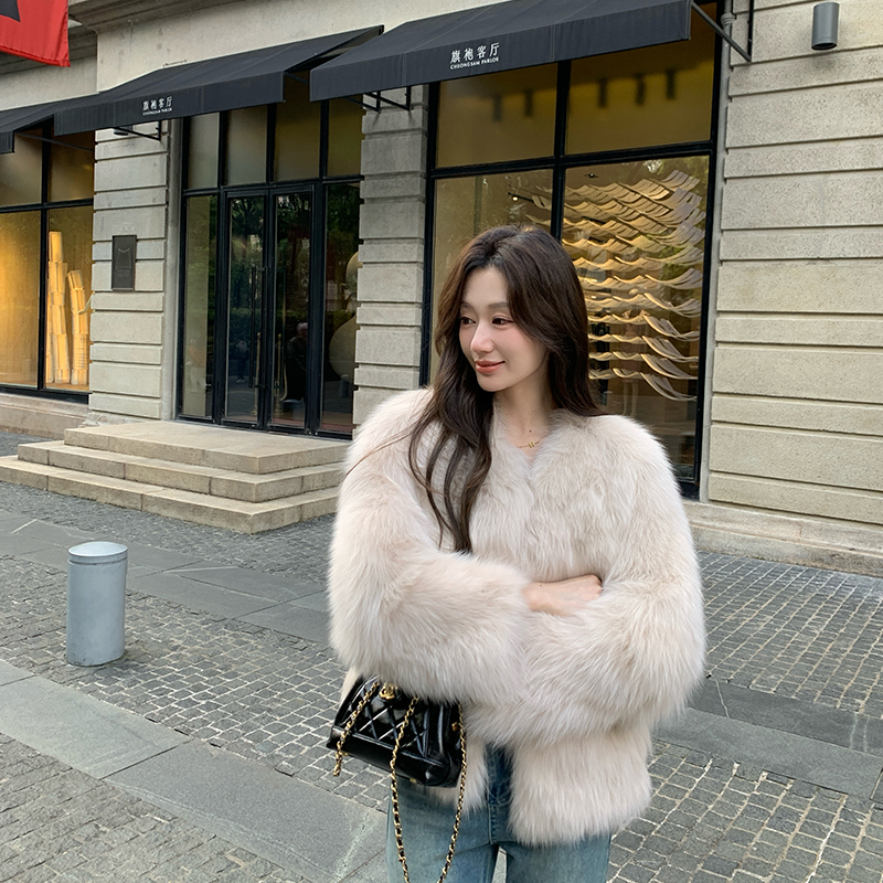 1987 fur"银音夜曲"爆款狐狸毛皮草皮毛一体女真毛毛外套大衣冬季
