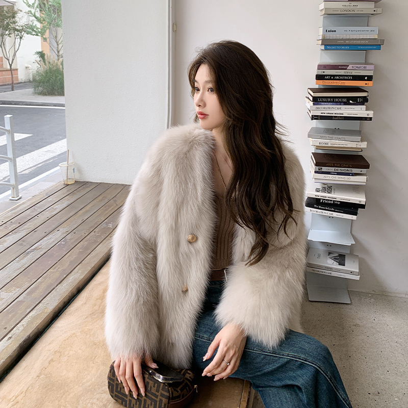 1987 fur狐狸毛皮草女士中长款外套百搭年轻款海宁毛毛大衣冬季
