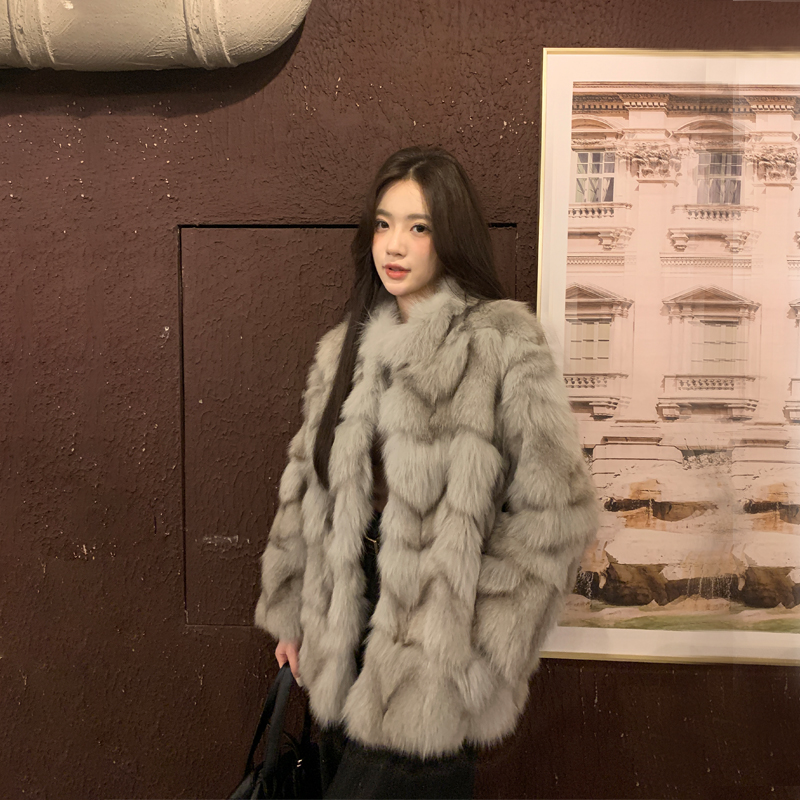 1987 fur“月落星河”狐狸毛皮草2024年冬季新款女年轻款毛毛外套