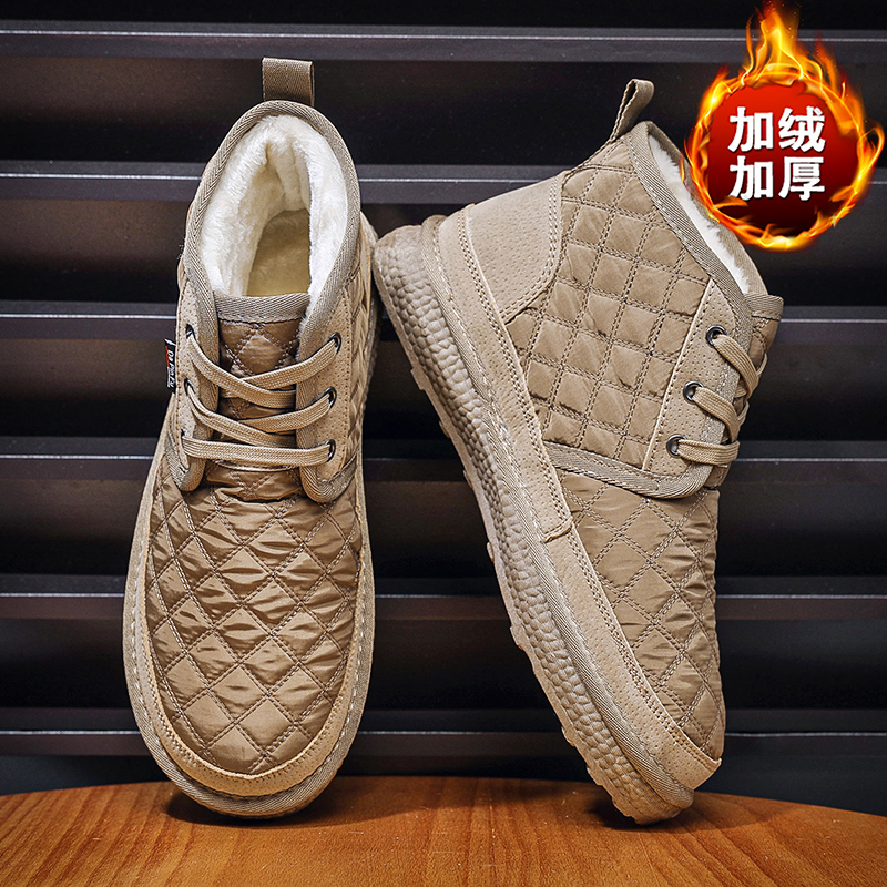 冬季男人棉鞋百搭潮流防水防滑加厚大棉雪地靴高帮东北靴男靴鞋子