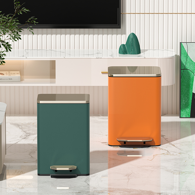 复古垃圾桶家用客厅高颜值脚踏式带盖高档厨房卧室脚踩大号
