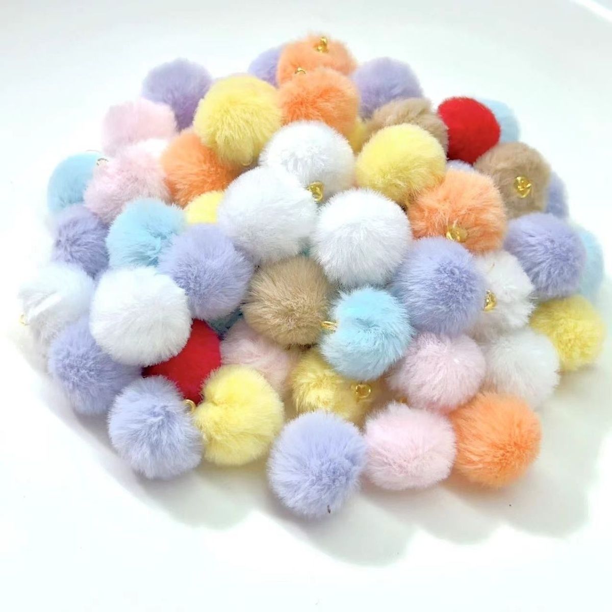 玖阁家16mm50/100个毛球耳钉项链挂饰品毛球手工diy发饰配件
