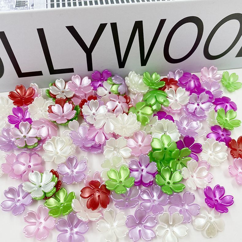 玖阁家15mm浪漫樱花瓣ABS仿珍珠DIY手工串珠材料批发古风头饰配件