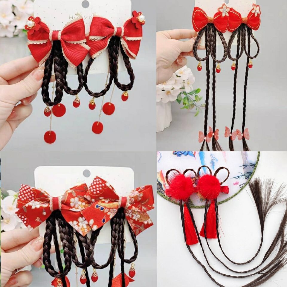 0.4cm-0.8假发辫子 三股麻花辫子 diy头饰发夹材料配件假发长辫子