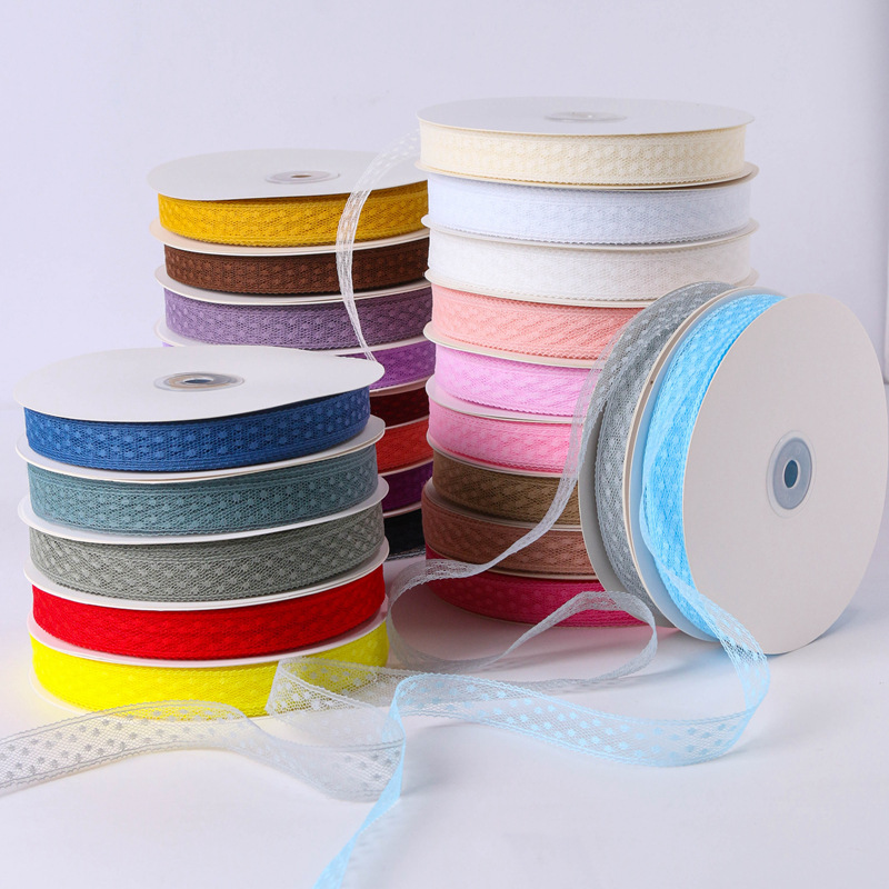 玖阁家1.7厘米50码波点圆点花边蕾丝织带DIY手工鲜花礼品包装配饰