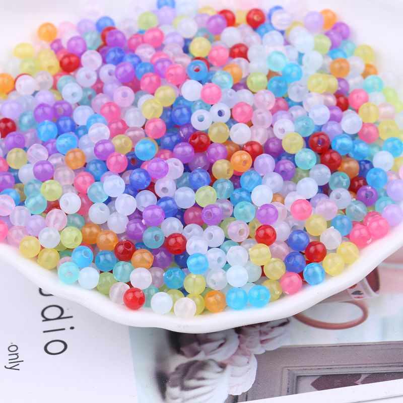 玖阁家4MM/6MM果冻珠手工串珠diy子散珠彩色圆珠饰品儿童手链编织