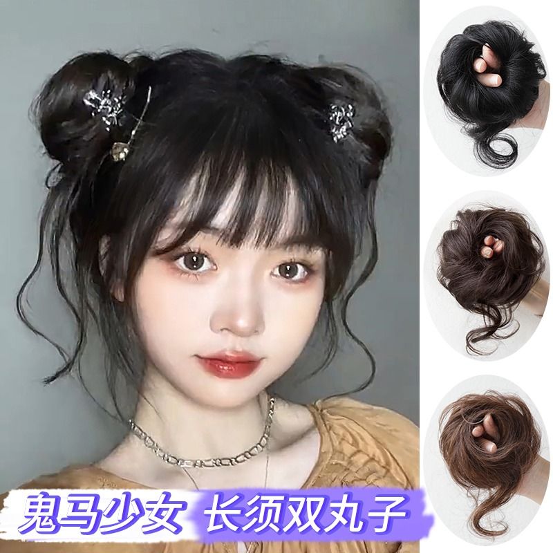 龙须双丸子头卷发圈女古灵精怪发饰懒人盘发器可爱蓬松长须花苞头