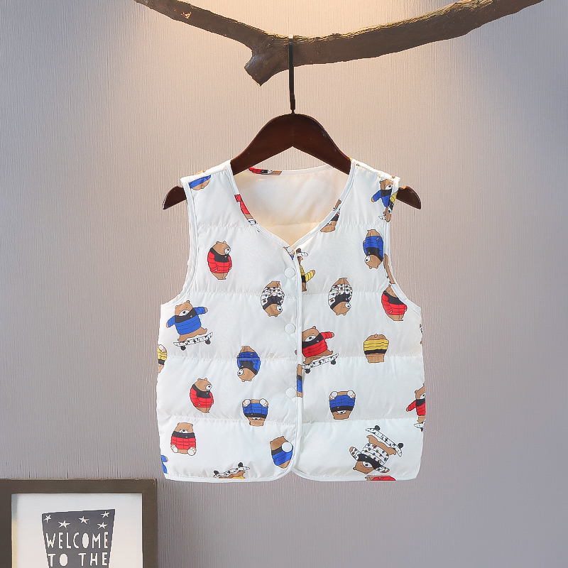 小熊布衣慵暖儿童羽绒服宝宝马甲背心保暖洋气秋冬轻薄卡通