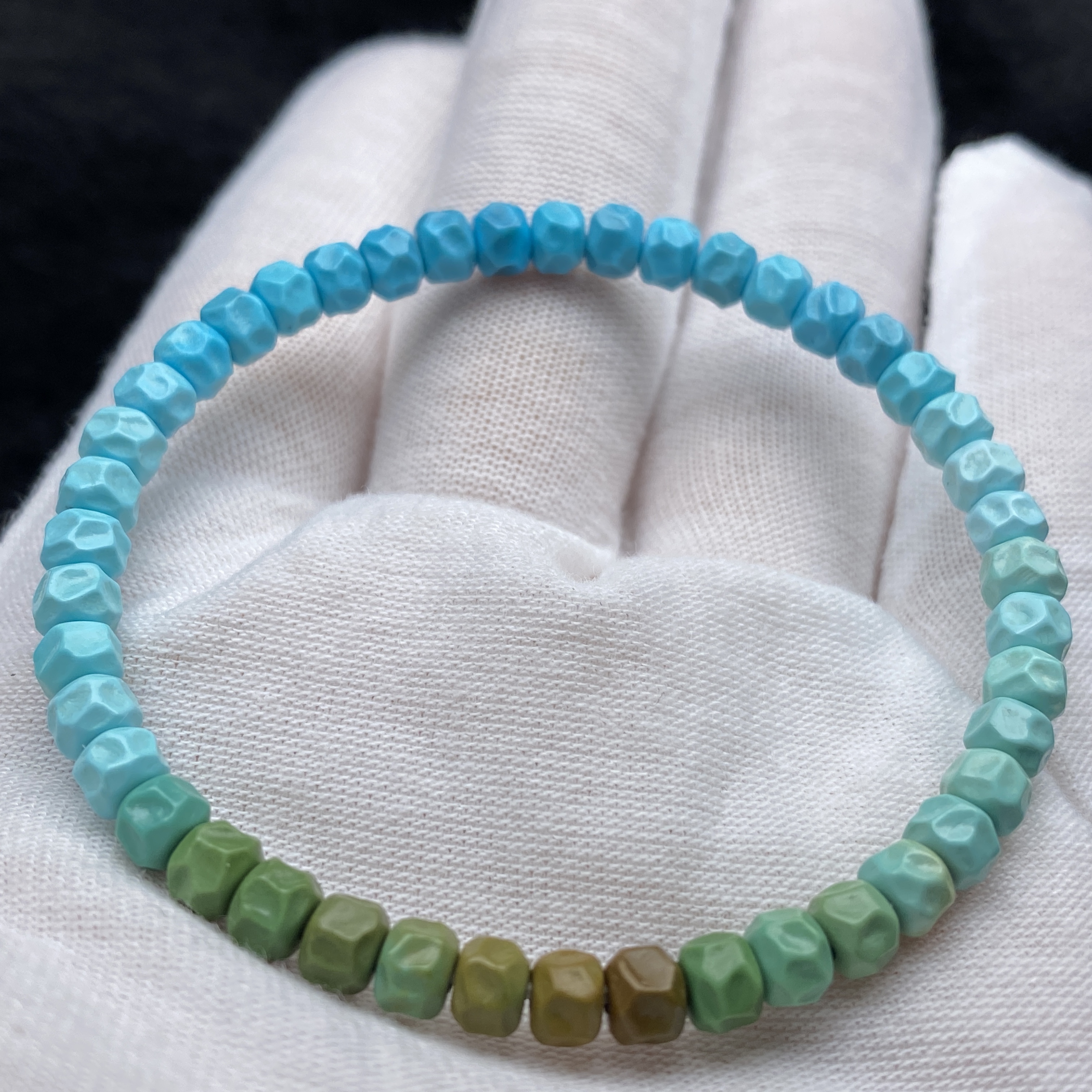 湖北十堰天然原矿高瓷绿松石手串彩虹单圈彩虹链手串手链单圈