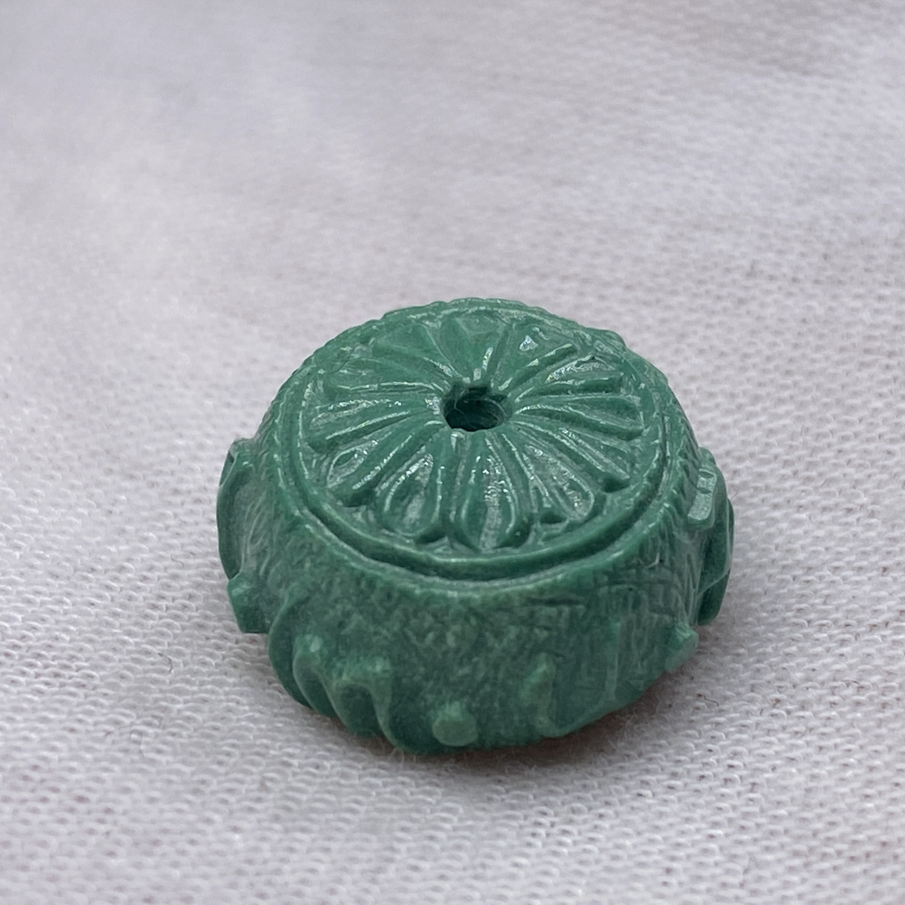 原矿高瓷玉化绿松石六字箴言配珠 15*9mm 重2.9克