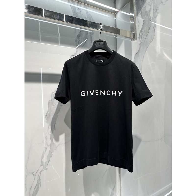 全新未使用Givenchy纪梵希 男装经典字母标语印花黑色修身短袖T恤