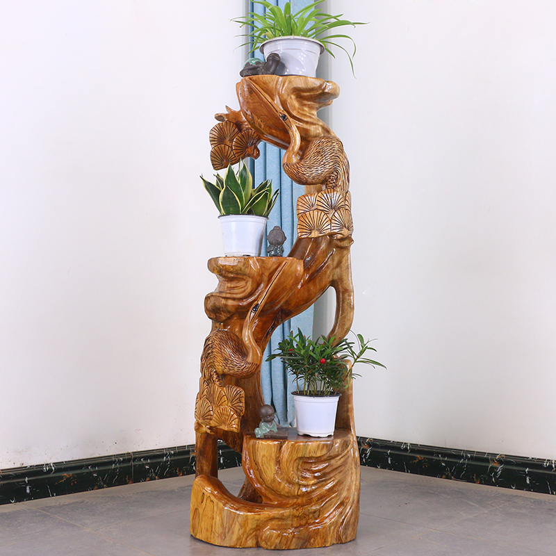 根雕花架实木树根香樟木树桩根艺底座树头落地客厅原木摆件MH7900