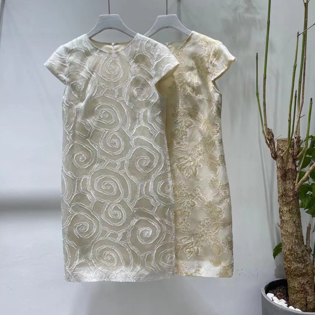 【橙庐】桑蚕丝提花连衣裙025 蕾丝气质时尚春夏中国风公主裙宽松