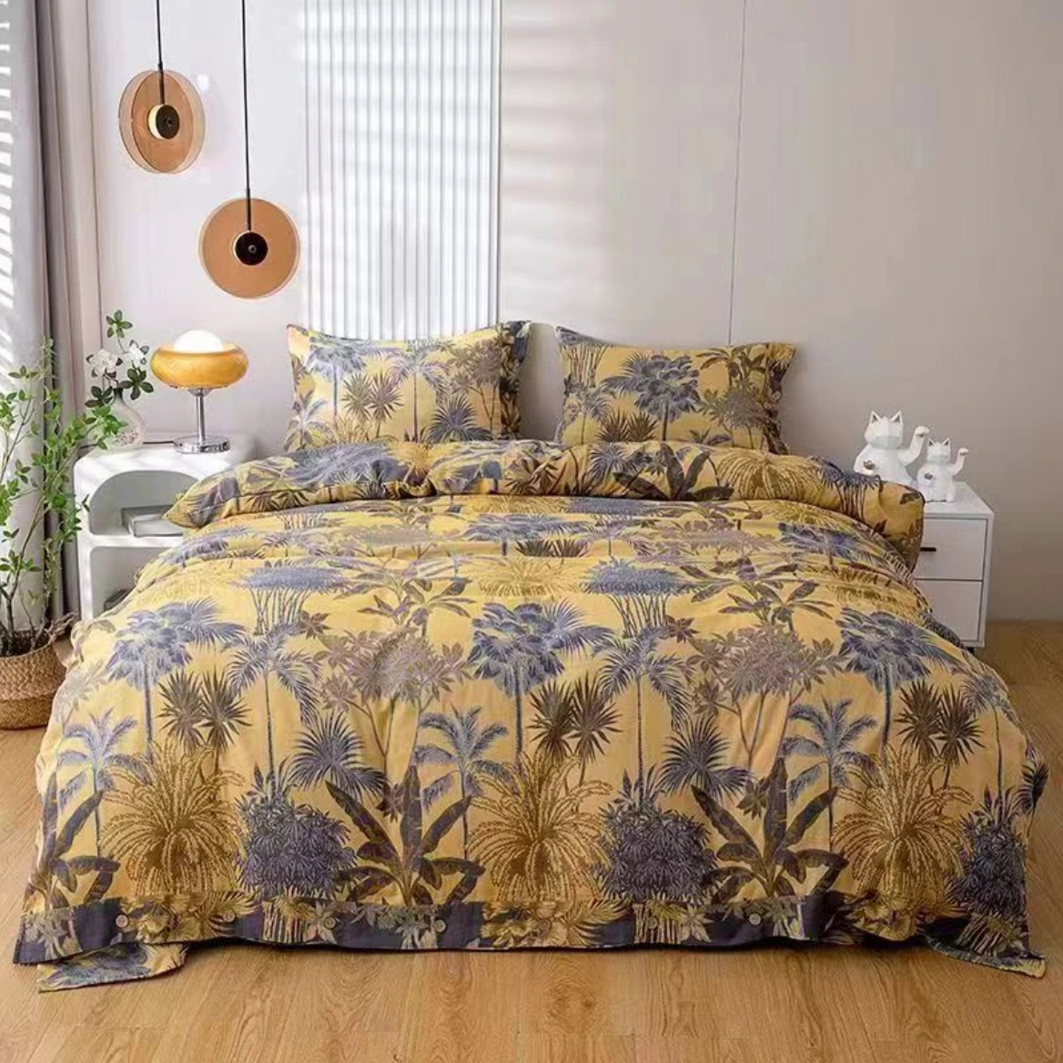 【椰林】200*230纯棉有氧双层纱色织提花春秋被子5斤左右