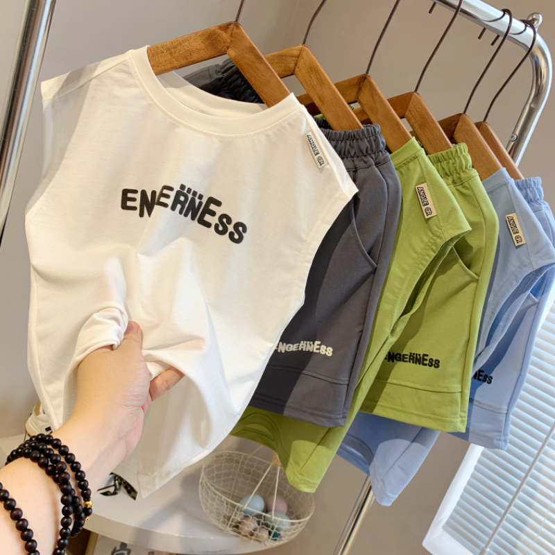 男童背心套装2025夏装新款男孩背心短裤两件套儿童夏季网眼运动服