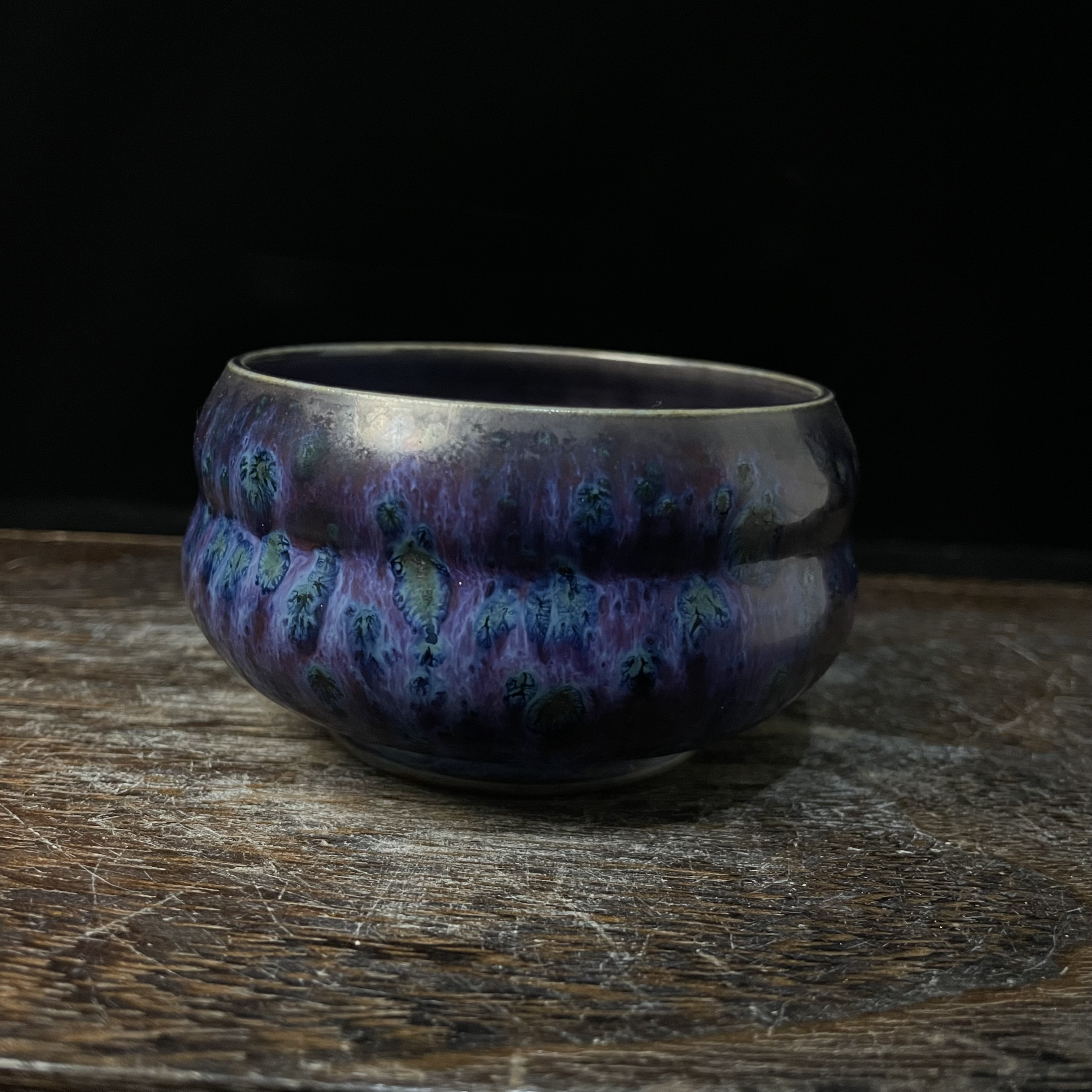 窑变凤尾釉纯手工葫芦杯大容量压手杯