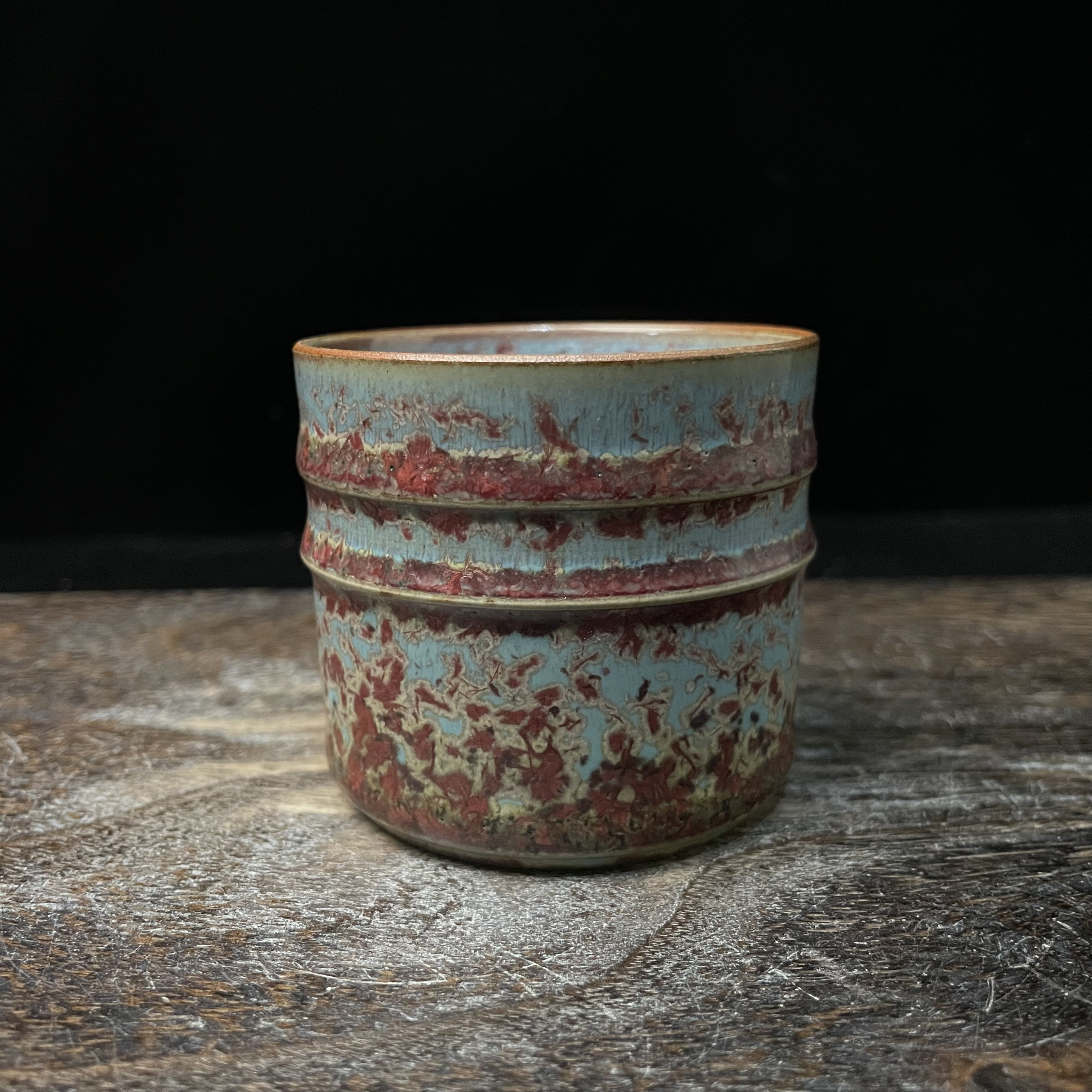 纯手工窑变釉竹节杯高温烧制釉