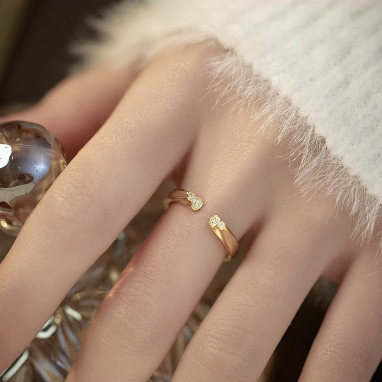 铜合金戒指 轻奢高级感时尚可调节戒指7006