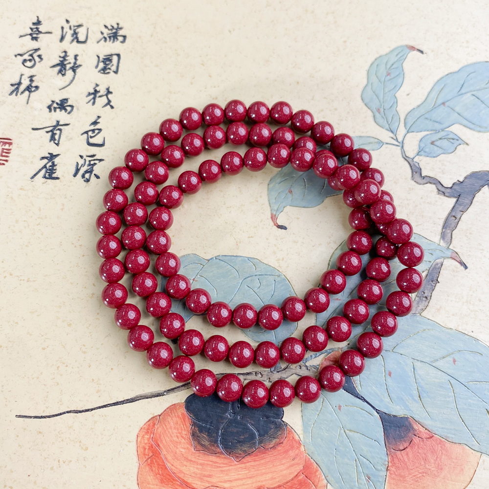 含辰砂工艺品紫金砂朱砂3圈保真保含量砂手串男女真朱砂100%真品