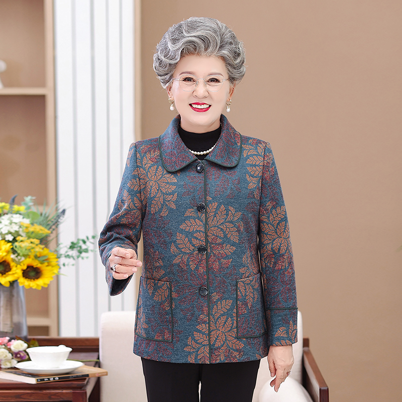 密拷外套宽松时尚奶奶装妈妈装春秋老年衣服中老年人秋冬