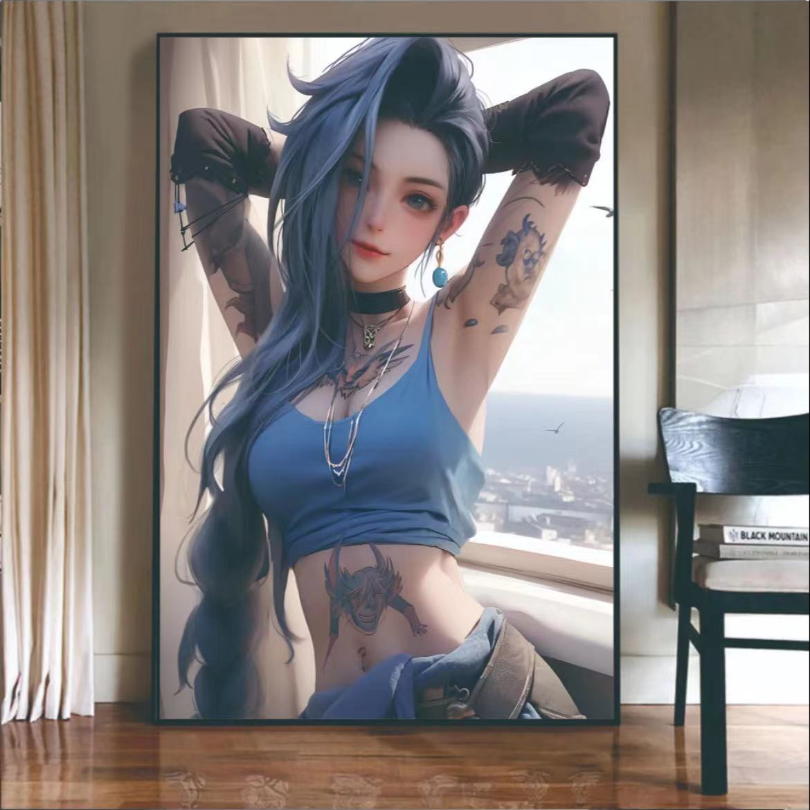 【金克丝】蓝色金克丝居家装饰挂画30*40pvcC