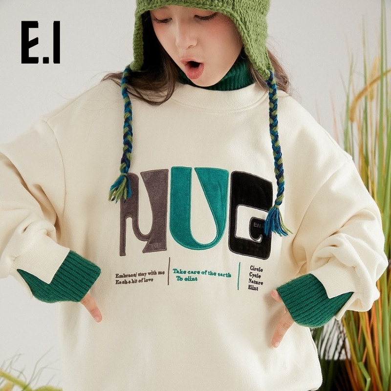 E.I童装儿童中高领卫衣冬装新款男女童拼接洋气上衣D8234655861