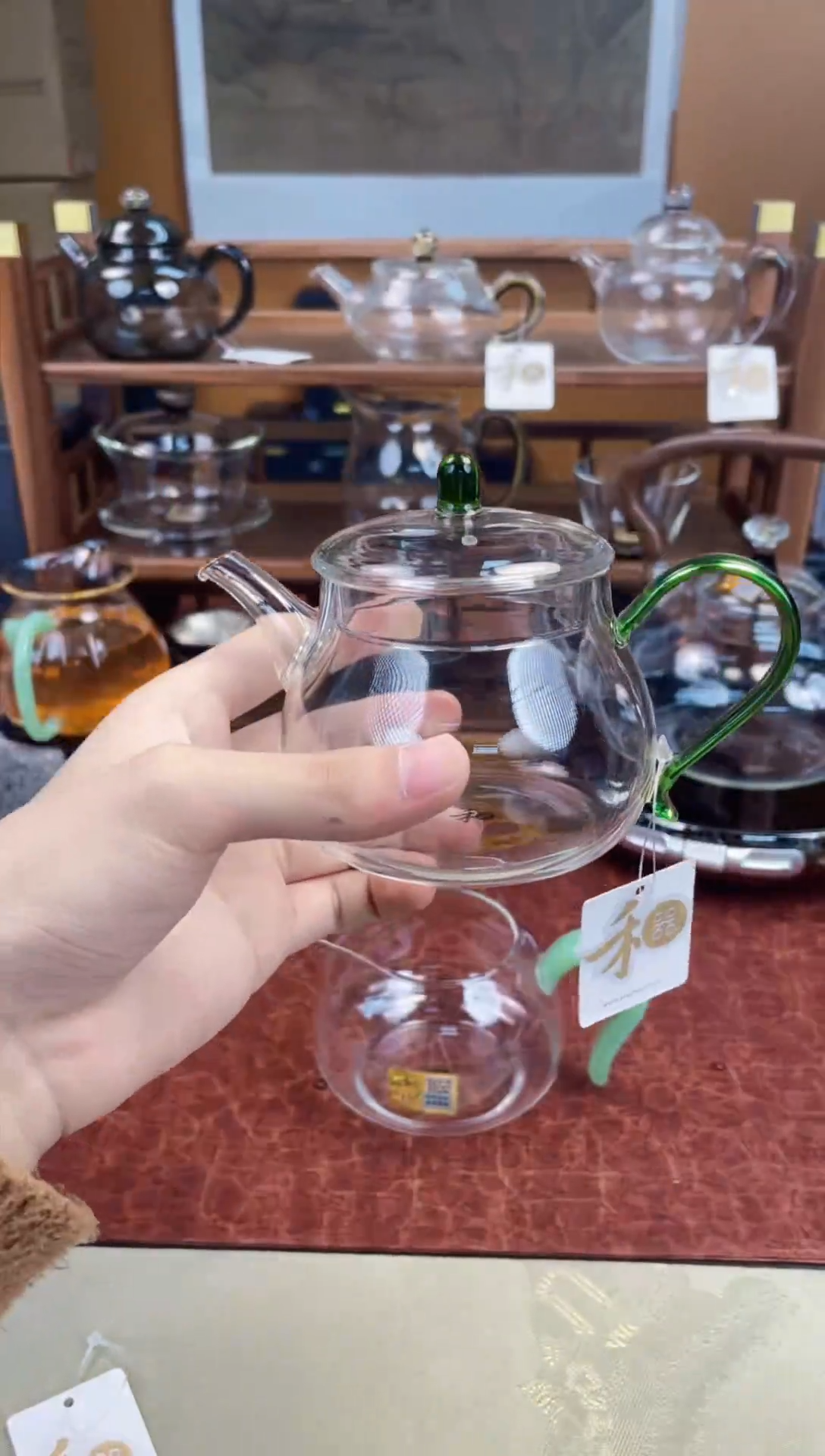 【闪购商品】玻璃青云壶 湖绿