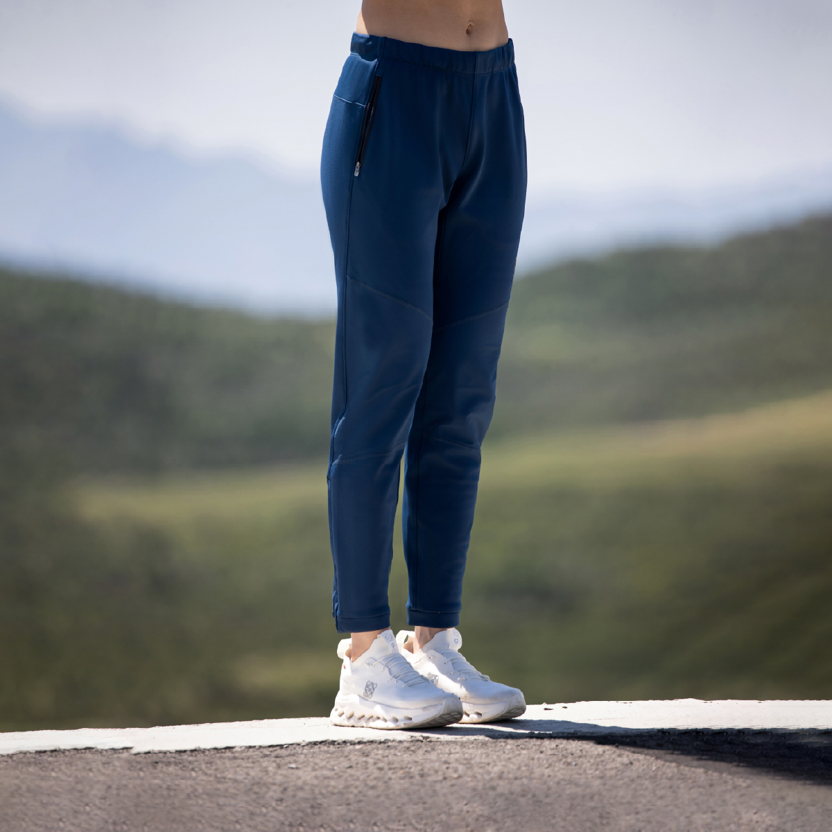 BODYWIT身体智慧女款云迹针织加绒速干保暖透气跑步运动长裤