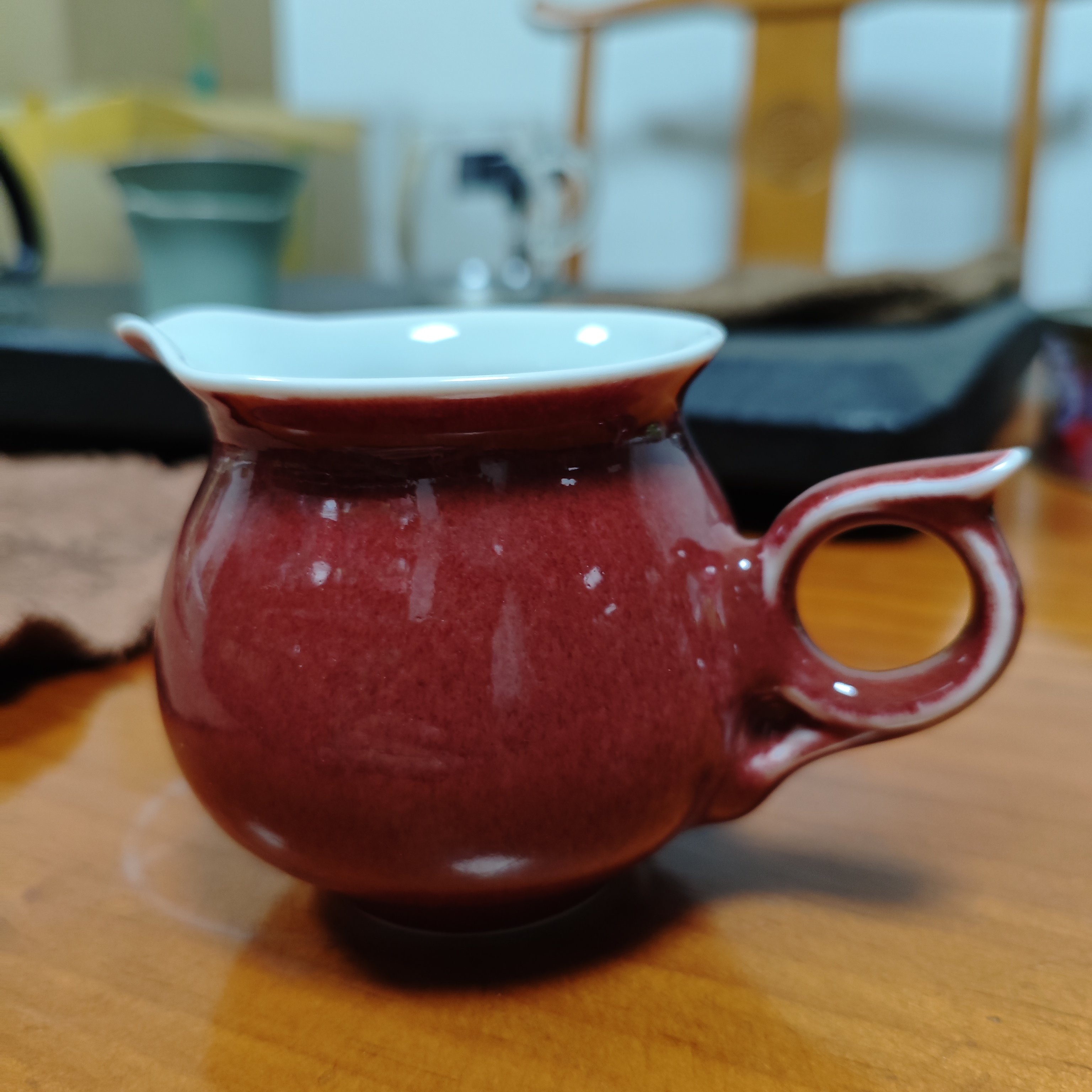 景德镇红釉公道杯高温瓷