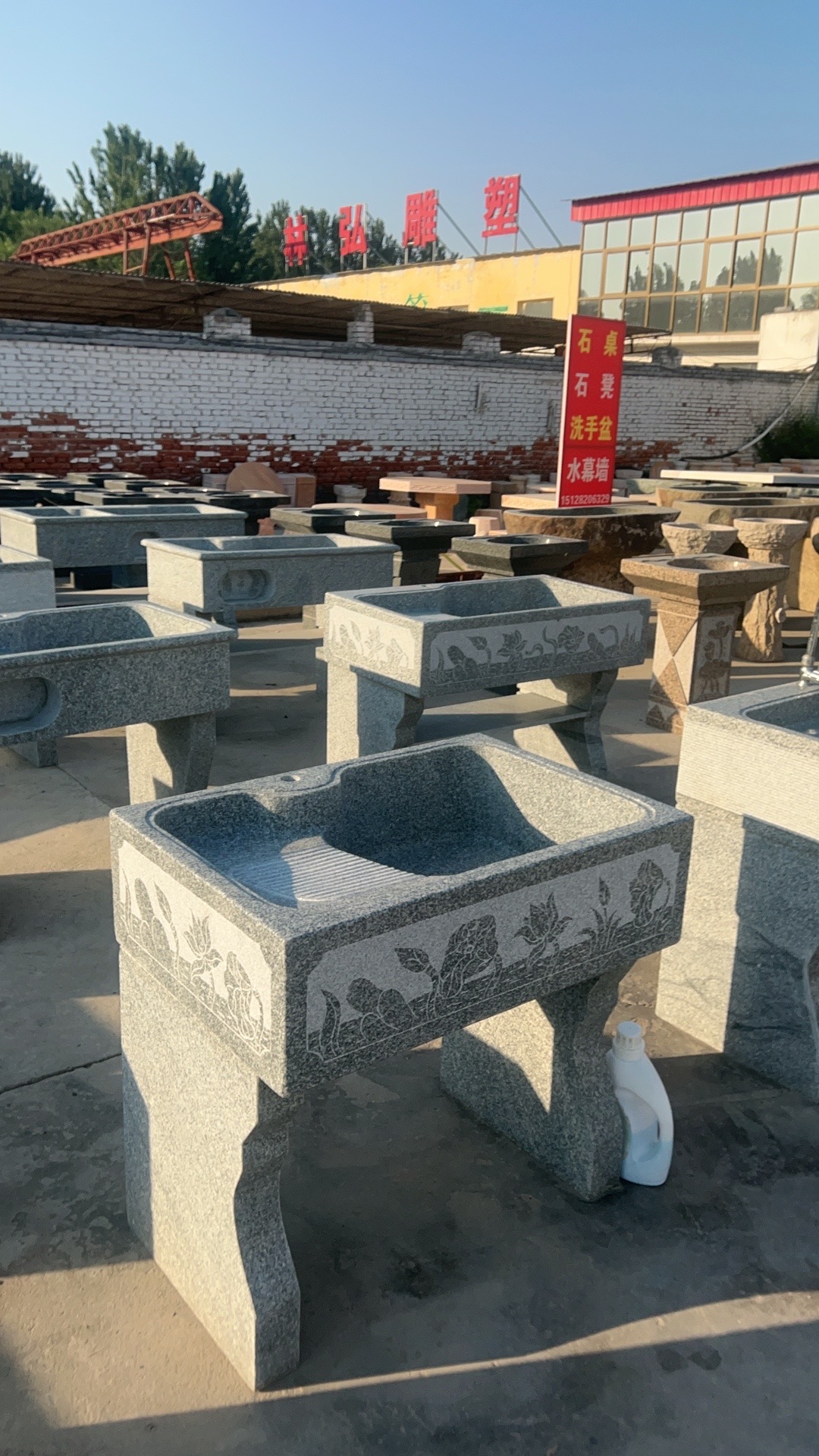 花岗岩整体石头石材洗衣台阳台家用洗衣池大理石带搓衣板水槽盆