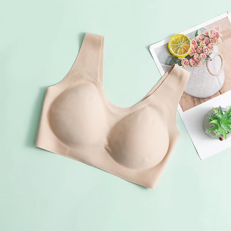无钢圈文胸光面薄款桑蚕丝针织内衣高弹透气运女士动4458