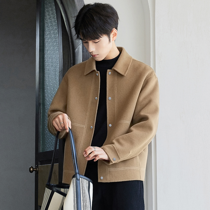 双面羊毛夹克男款2025新款秋冬季男装短款呢子外套高级感绒68262
