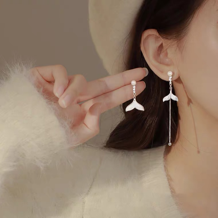 1305 「人鱼传说」小众ins美人鱼鱼尾流苏高级感耳钉