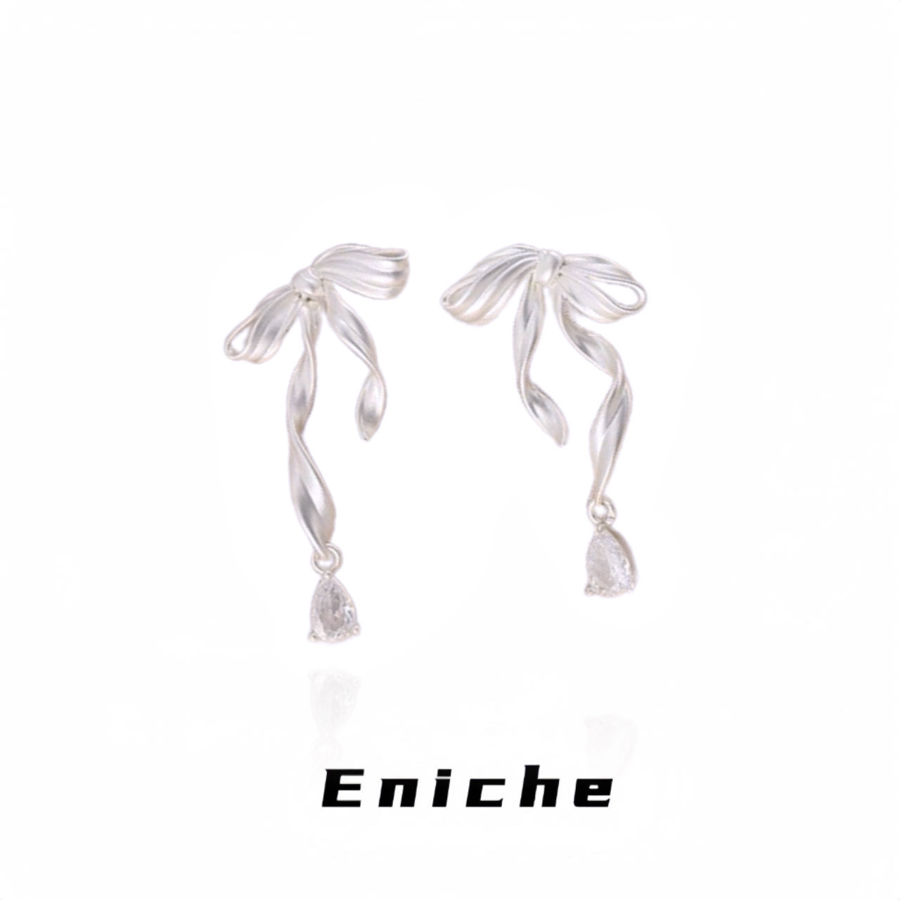 1265 「恋爱甜心控」韩系小清新白色蝴蝶结元气少女耳饰