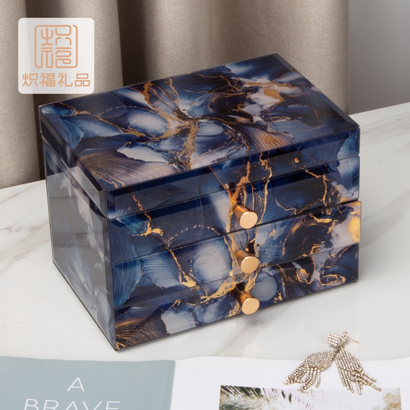 首饰盒/箱 炽福靛染设计师家用款轻奢高档饰品盒首饰盒新婚送闺蜜