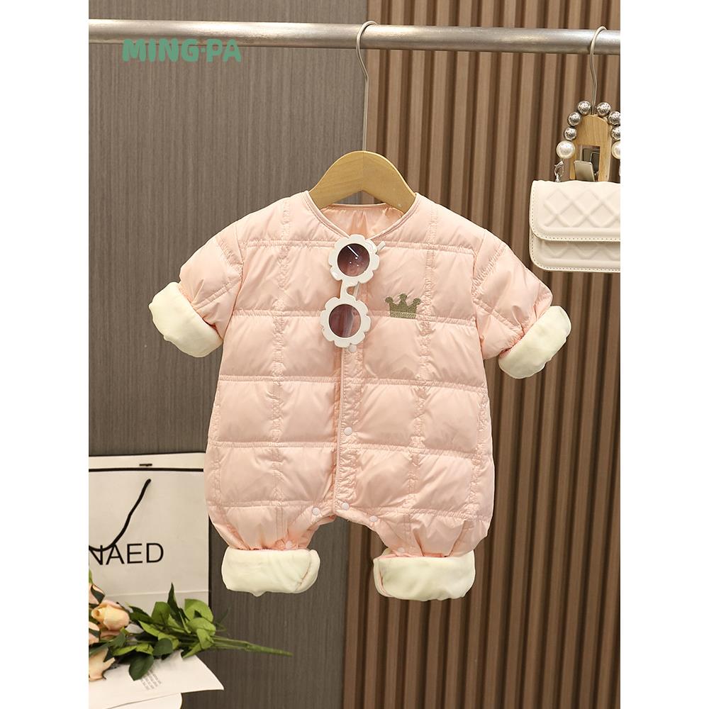 冬装婴儿冬季羽绒服女宝宝连体衣绒加绒加厚保暖冬款衣服