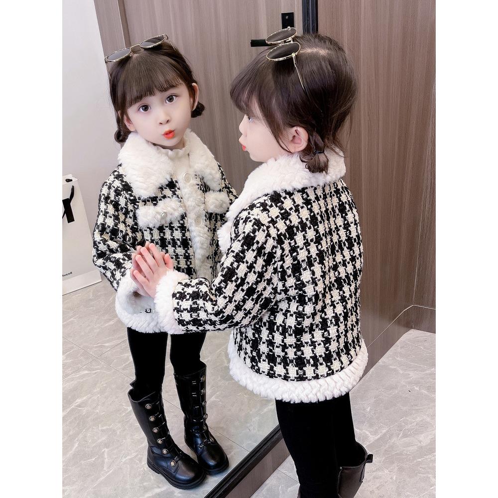 女童韩版2023秋冬季新款小香风加绒加棉洋气女宝百搭冬季网红外套