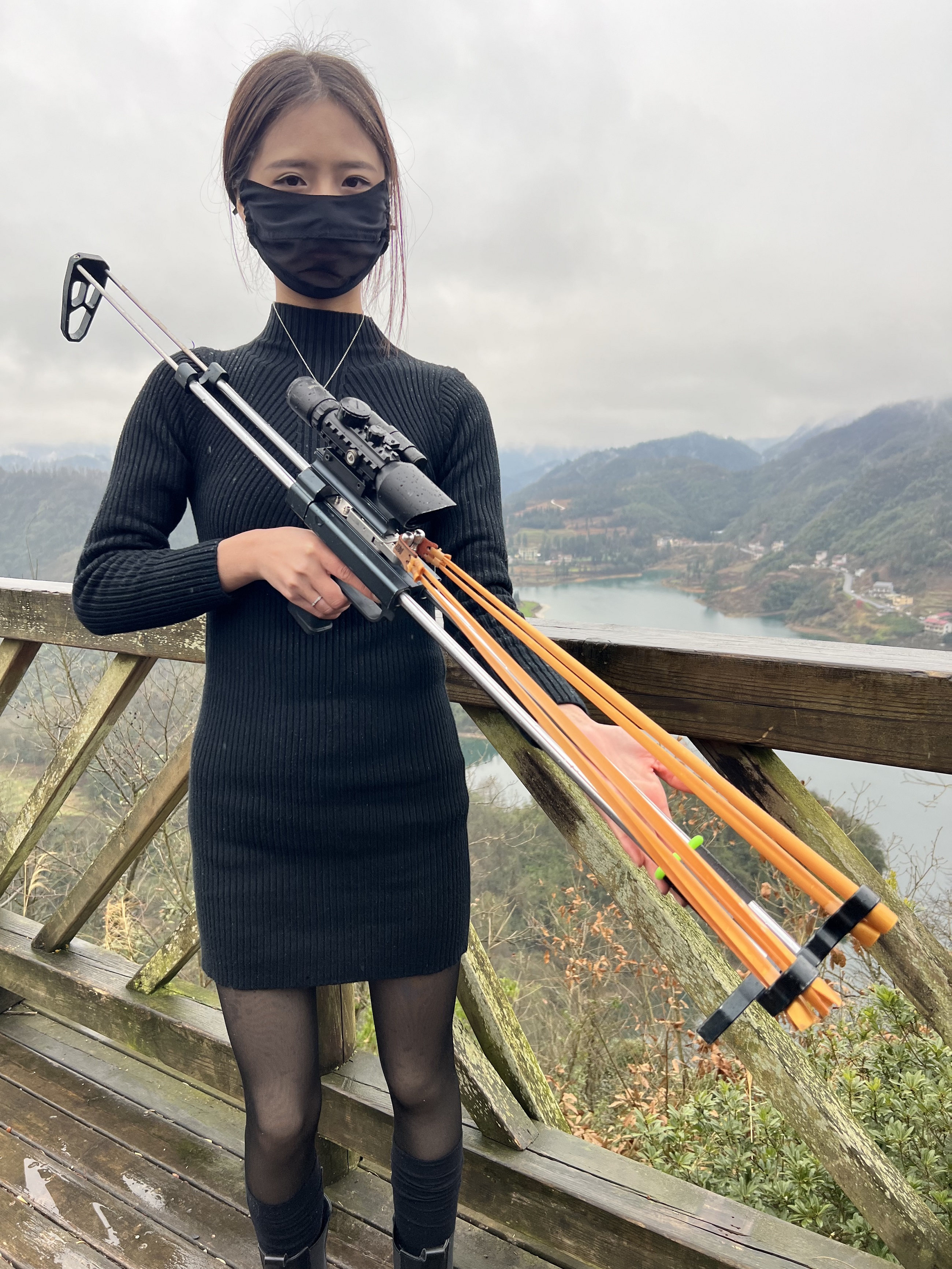 新款野战狼9滑膛式弹弓户外成年人专用复合弓玩具 高精准一体瞄准