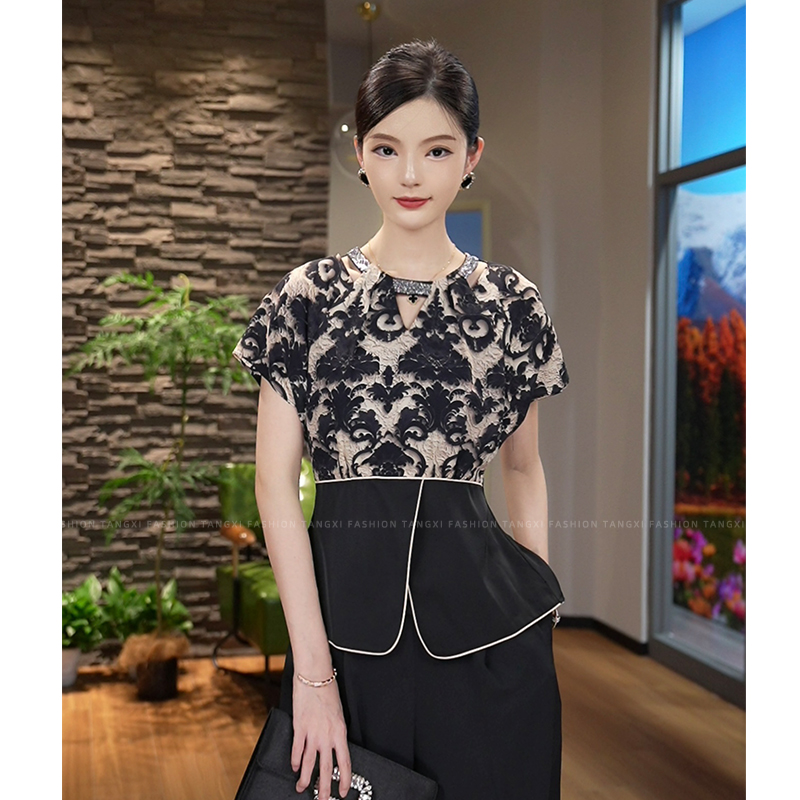 唐熹现货2025夏季新款【LT24-X449】高级感轻奢气质时尚拼接上衣女