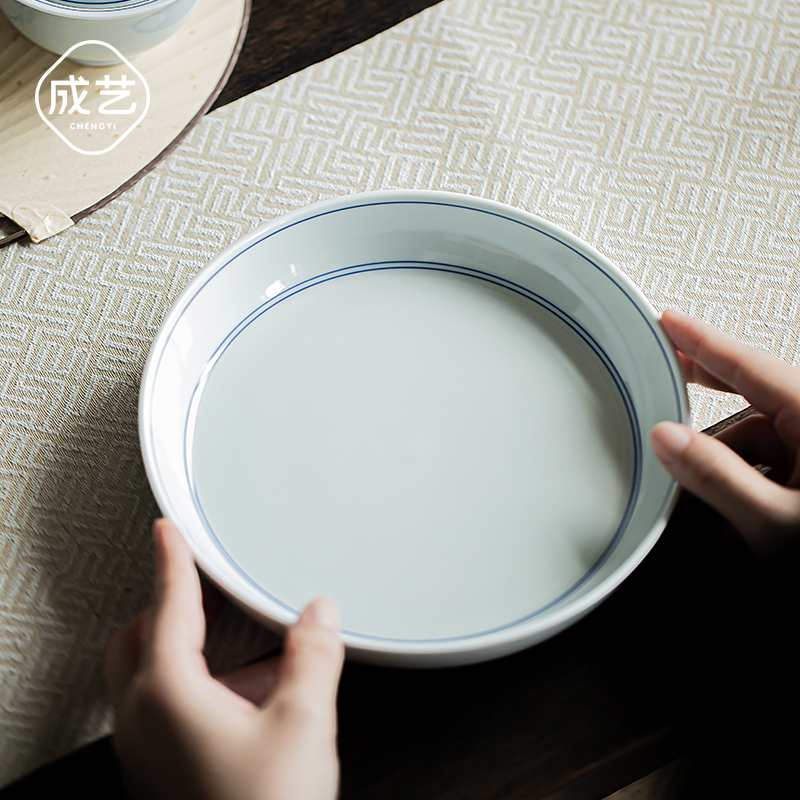 草木青壶承陶瓷家用壶垫中式茶点盘简约泡茶圆形干泡盘壶托壶承盘