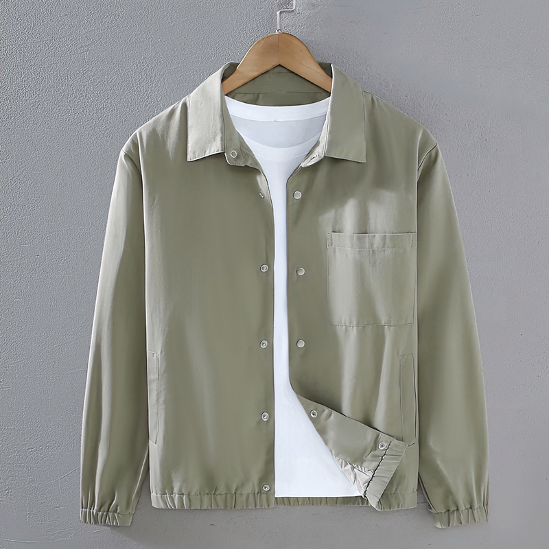 D3305纯色简约全棉夹克外套男通勤休闲工装翻领休闲工装潮流茄克