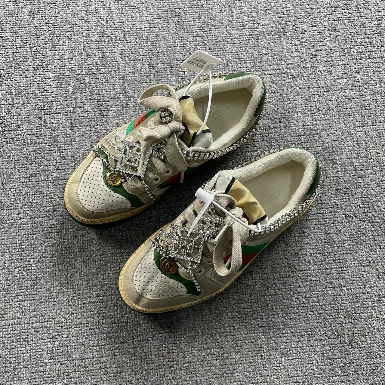GUCCI 古驰 水钻脏脏鞋 34.5码/99新/公价11099/原盒防尘袋bc0028