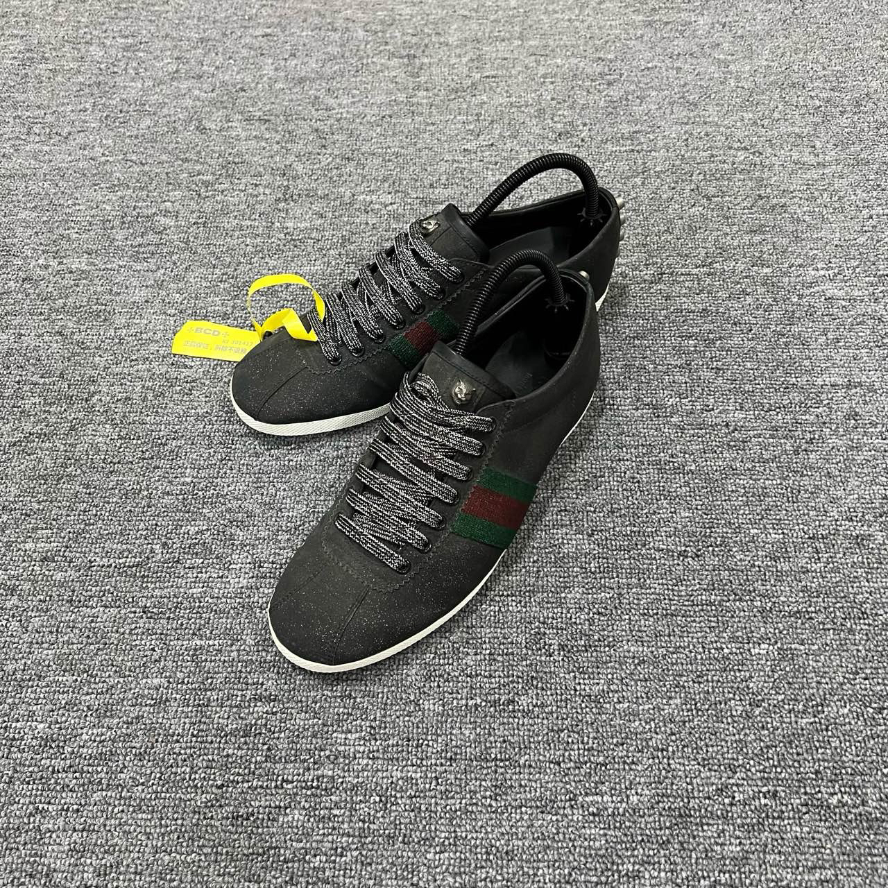 GUCCI 古驰 虎头闪银黑色条纹板鞋 41码/95新/公价7000/无配件