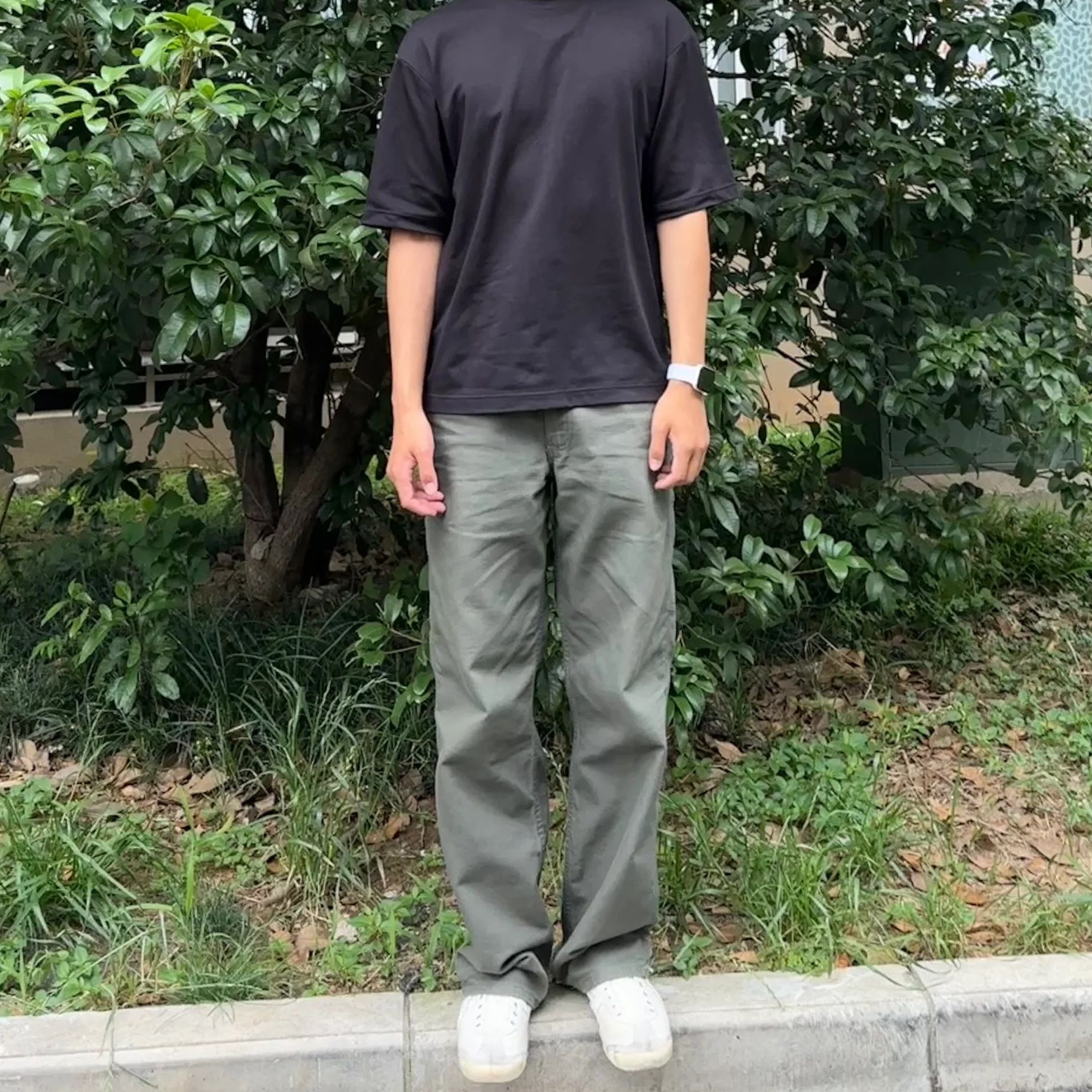 超显瘦 074 B11粗腿全棉弹力斜纹水洗棉宽松休闲直筒伐木工装裤