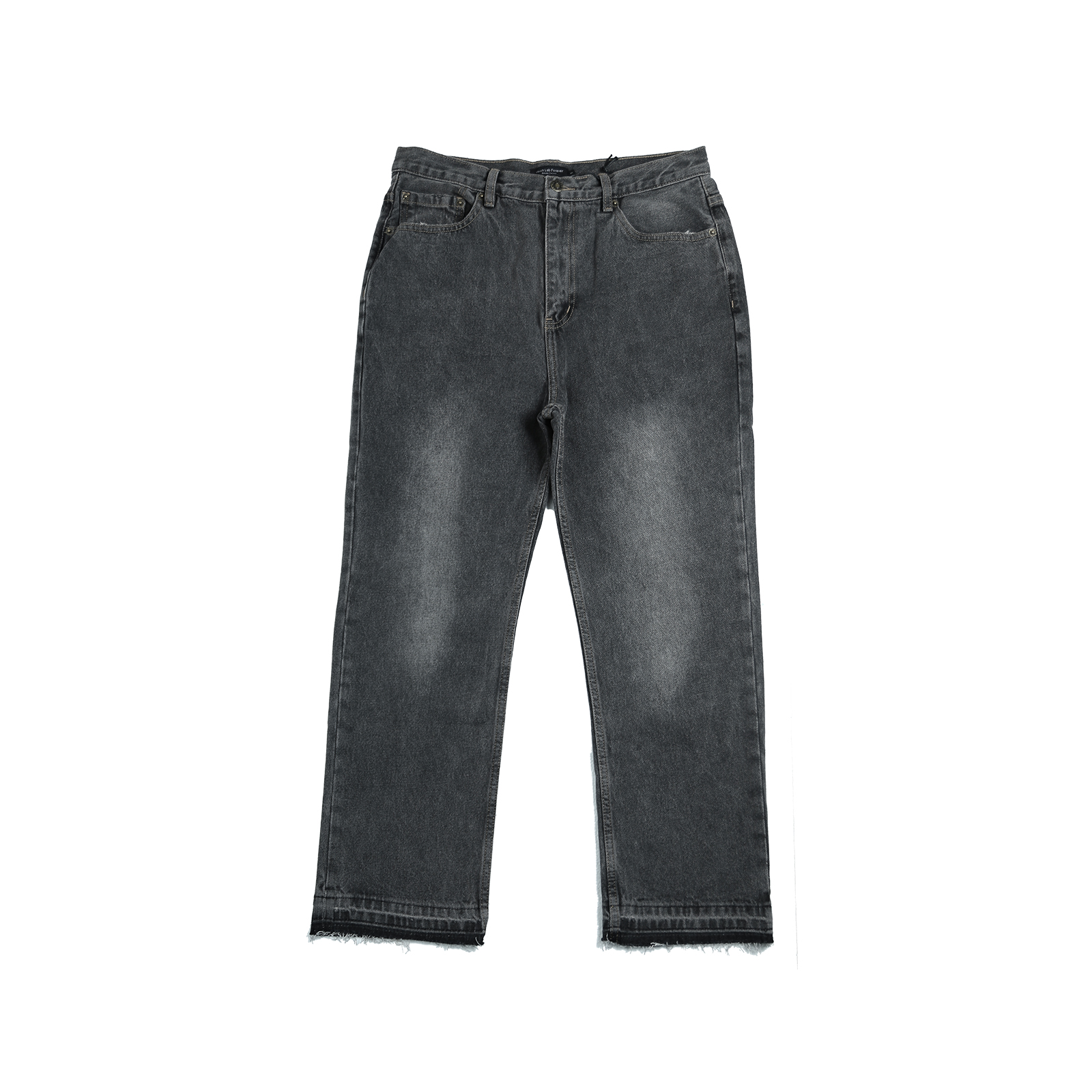 008 CL灰黑裤王净版 Wesley风 脚口微喇破坏 水洗松紧腰牛仔裤