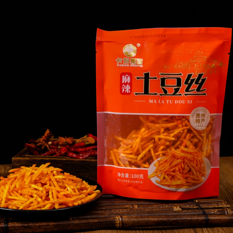 【卢卡姥姥推荐】卡妈农家麻辣味原味土豆片土豆丝净含量100g*4袋