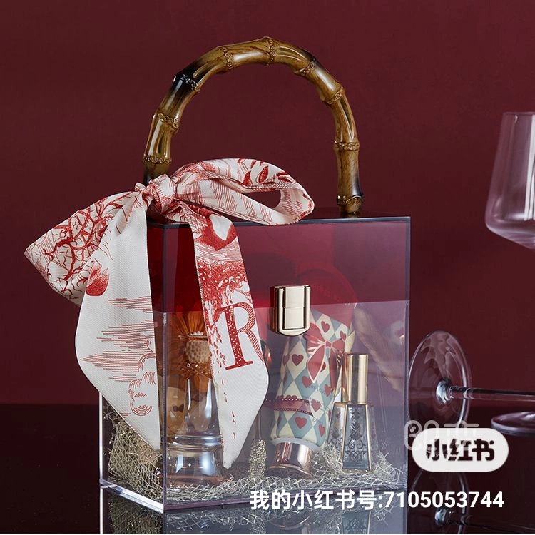 竹节手提亚克力透明翻盖礼盒（定制）